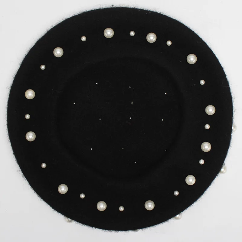 Новая модная женская черная шерстяная берет французская шляпа ручной работы