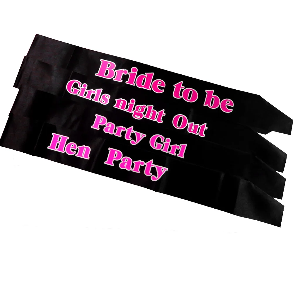 Новый дизайн 2020 черная лента для девичника ярко-розовая и белая с принтом