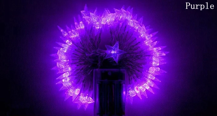 Purple СВЕТОДИОДНЫЕ гирлянды со звездами, водонепроницаемые сказочные гирлянды, 2 м, 3 м, 4 м, 5 м, 10 м, 20 м, для рождественской вечеринки, декор для свадеб и садов - Испускаемый цвет: Purple