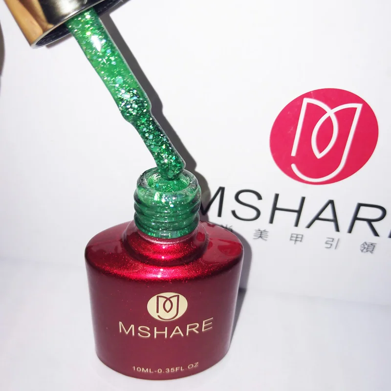 MSHARE 9 шт/б Блестящий Гель лак для ногтей зеленый синий красный цвет с коробкой УФ