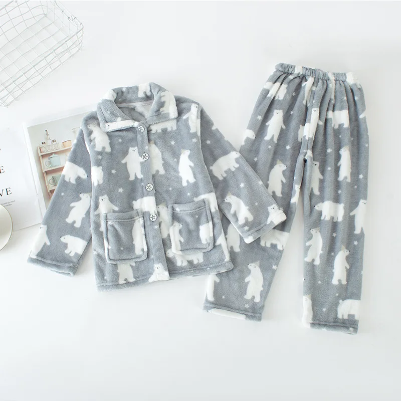 Для девочек Фланелевая Пижама для маленьких мальчиков флисовые пижамы Детские