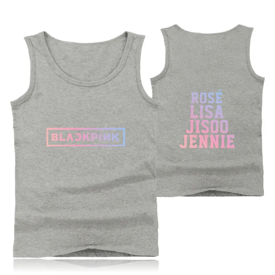 Black Pink Tank Tops New Kpop Summer Harajuku O-neck Casual Cotton Top Tees Funny High Quality Unisex T-shirts | Мужская одежда