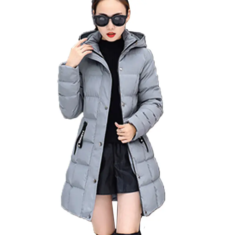 Plus Size Women Winter Down Cotton Coat Red Gray Loose Parkas Hooded Long Jacket 2019 New Windproof Casual Wadded Overcoat Z140