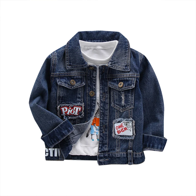 Джинсовая куртка для мальчиков на осень новинка 2019 детская джинсовая с буквенным