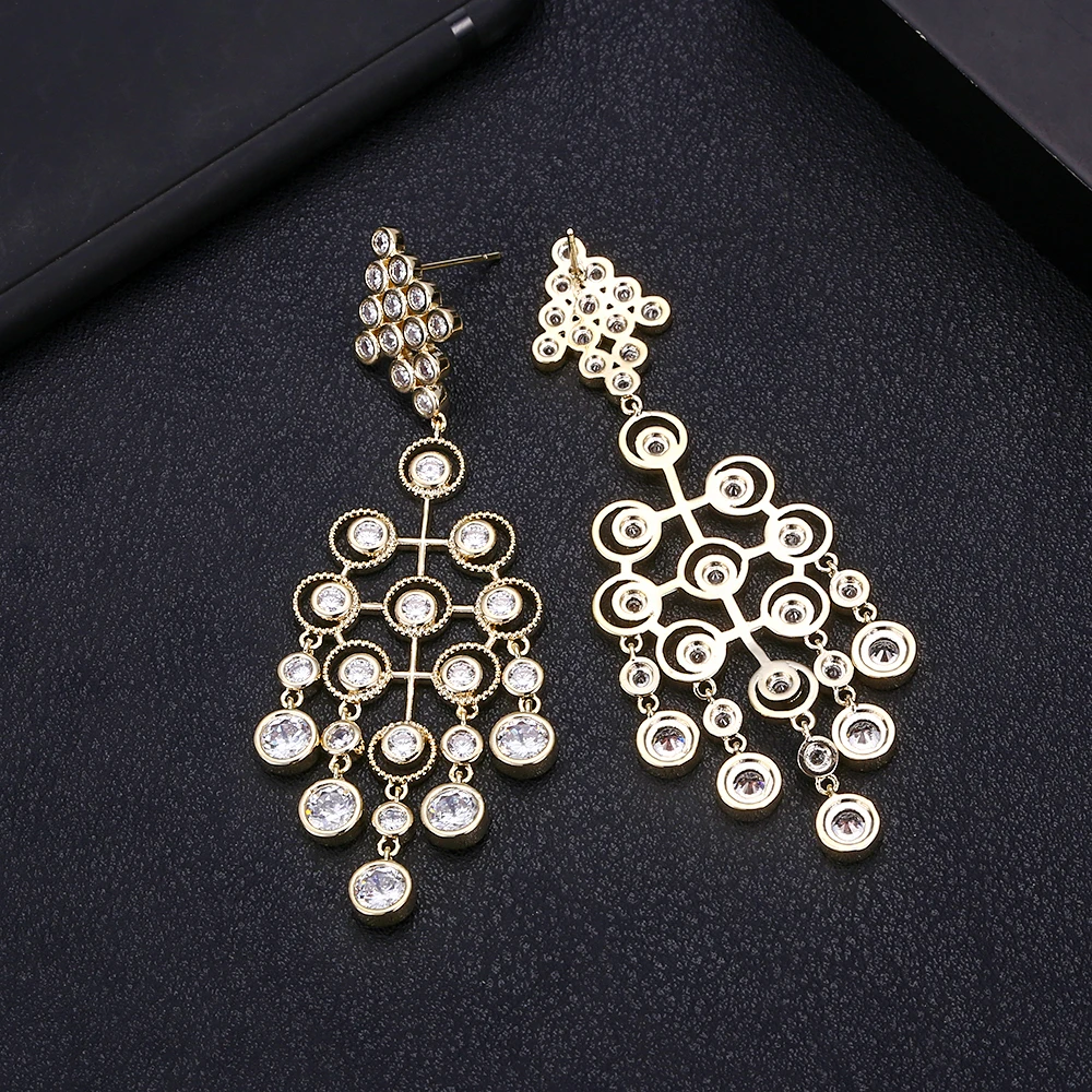 Женские Геометрические висячие серьги janeklly с фианитом ювелирные изделия |