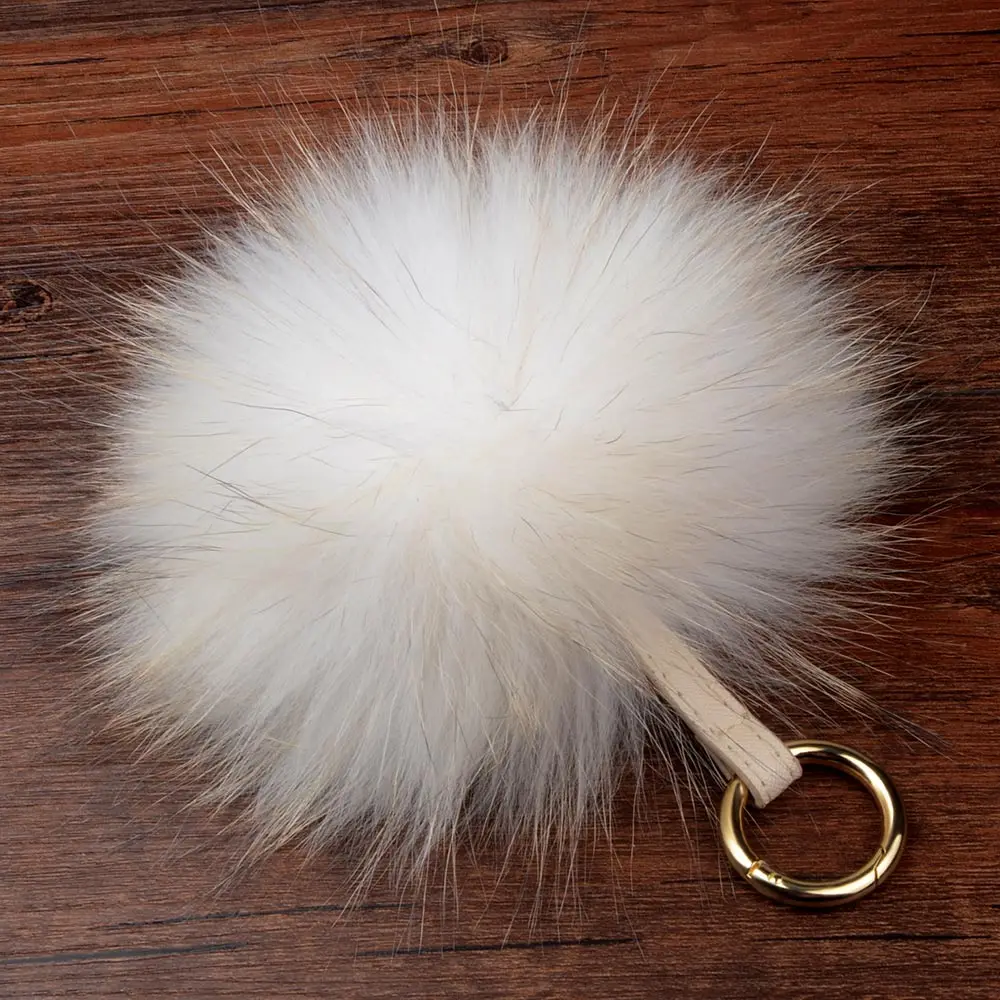 LFPU Colorful 15CM Fluffy Genuine Raccoon Fur Keychain Women Bag Pendant Ball Keyring Handbag Pompom Jewelry | Украшения и