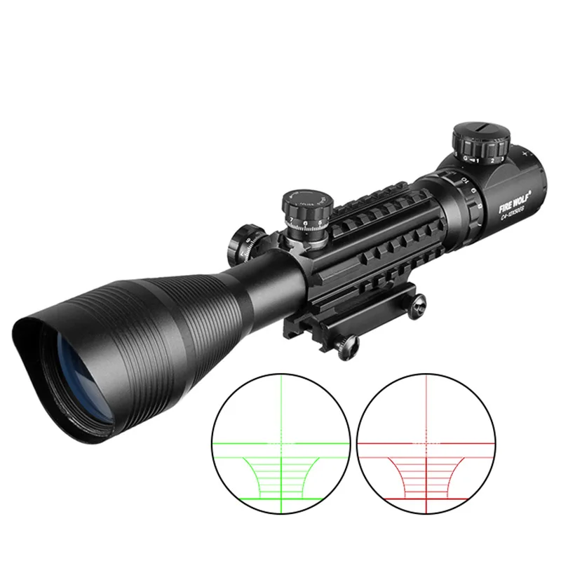 Fire Wolf 4-12x50 прицел с подсветкой дальномер Сетка винтовка Голографическая 4 Сетка прицел 20 мм красный Grenn лазерный комбо - Цвет: FW30-ZX-130