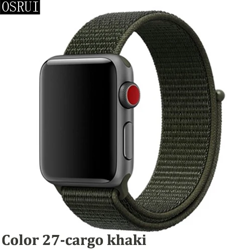 Ремешок для Apple Watch 42 мм 38 мм 5 4 3 correa iwatch 44 мм 40 мм спортивный браслет-петля Apple watch 5 4 аксессуары 5/3/2 - Цвет ремешка: 27-cargo khaki