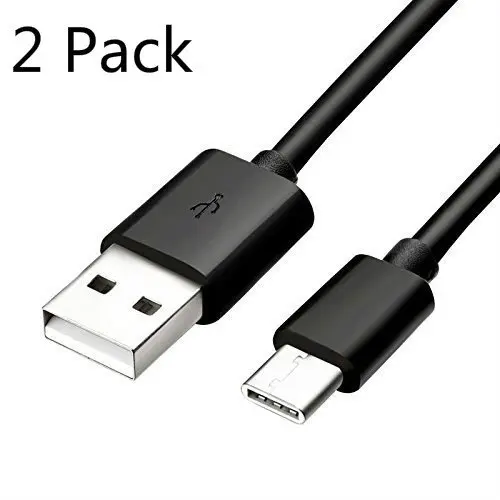 2 шт. USB-C type C USB C кабель для передачи данных и зарядки для GoPro Hero5 Galaxy S10 S9 S8+ LG G6 G7 Black-USB 2,0