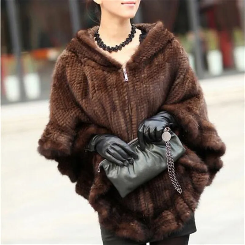 Новинка 2017 года качество натуральной норки Мех животных Шаль вязаная реального