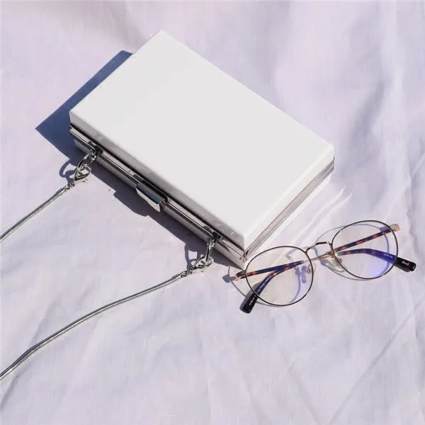 Silvery White Модный акриловый прозрачный клатч, женская сумка через плечо, жесткий дневной клатч, свадебное, вечернее платье, кошелек - Цвет: Silvery White