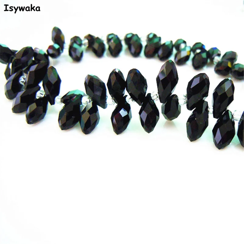 Бусины капельки граненые из австрийского хрусталя черного цвета 6 х12 мм 100 шт.|beads