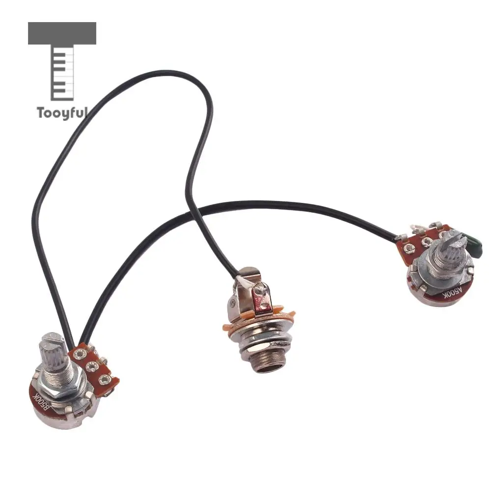 

Tooyful Single Coil Pickup Wiring Harness 1 Tone 1 Volume & Jack for 3/4 String Cigar Box Guitar Parts