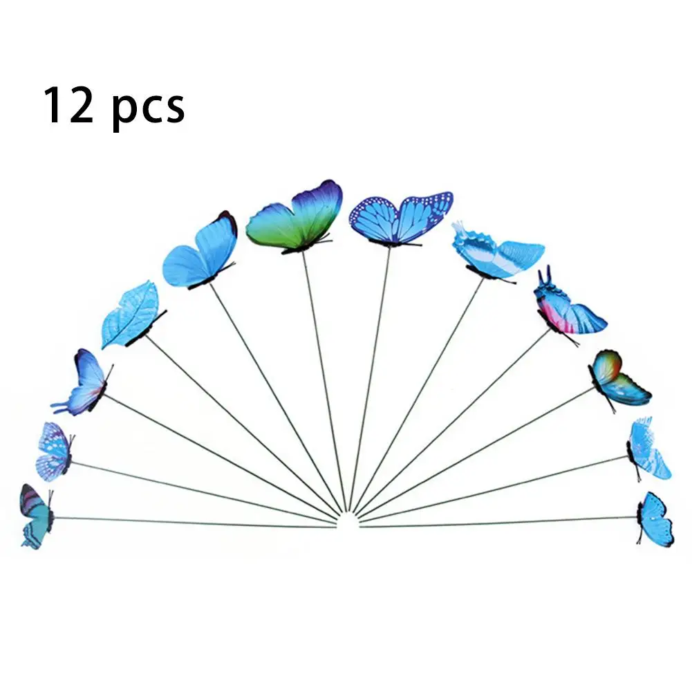 12 шт. 3D моделирование бабочки стержень цветочный горшок ваза садовый газон