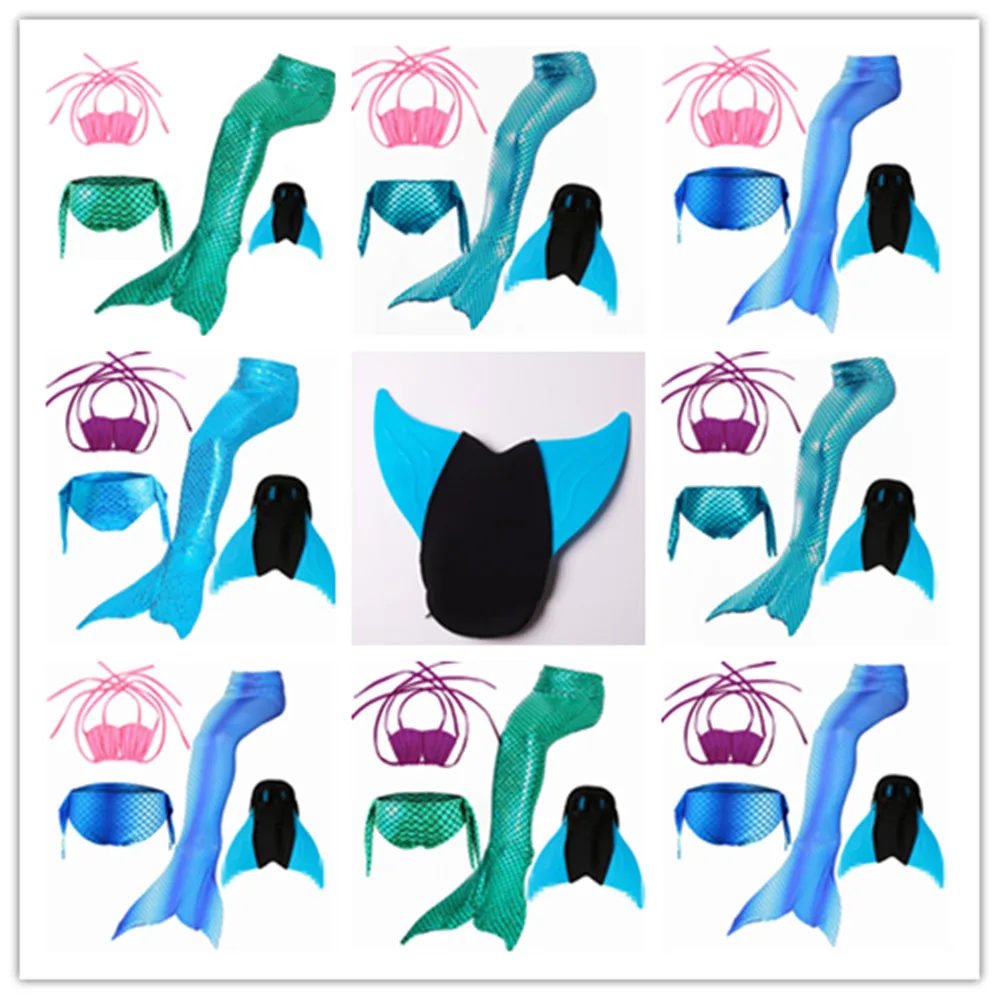 Комплект бикини из 4 предметов детский купальник с хвостами русалки и