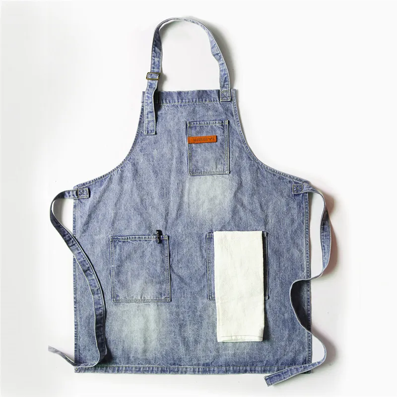 Джинсовые фартуки для кухни WEEYI винтажные синие мужчин и женщин фартук повара