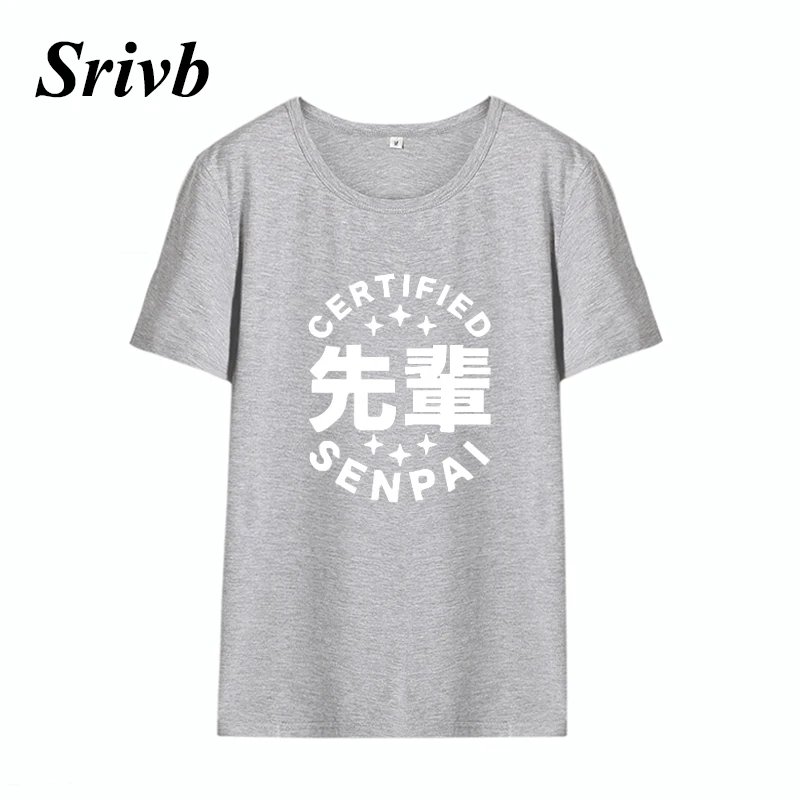 Srivb Certified Senpai Femme модная женская футболка больших размеров новая с буквенным