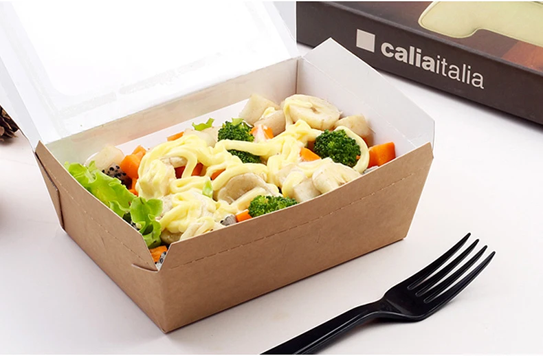 15 шт./лот крафт бумага открытое окно торт хлеб коробка для пиццы сэндвич салат еда