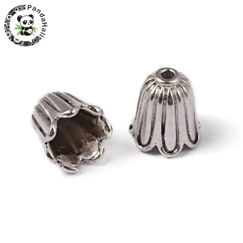 

Cadmium Free & Lead Free Antique Silver Color Tibetan Style Flower Bead Caps, 10x10mm, Hole: 1mm