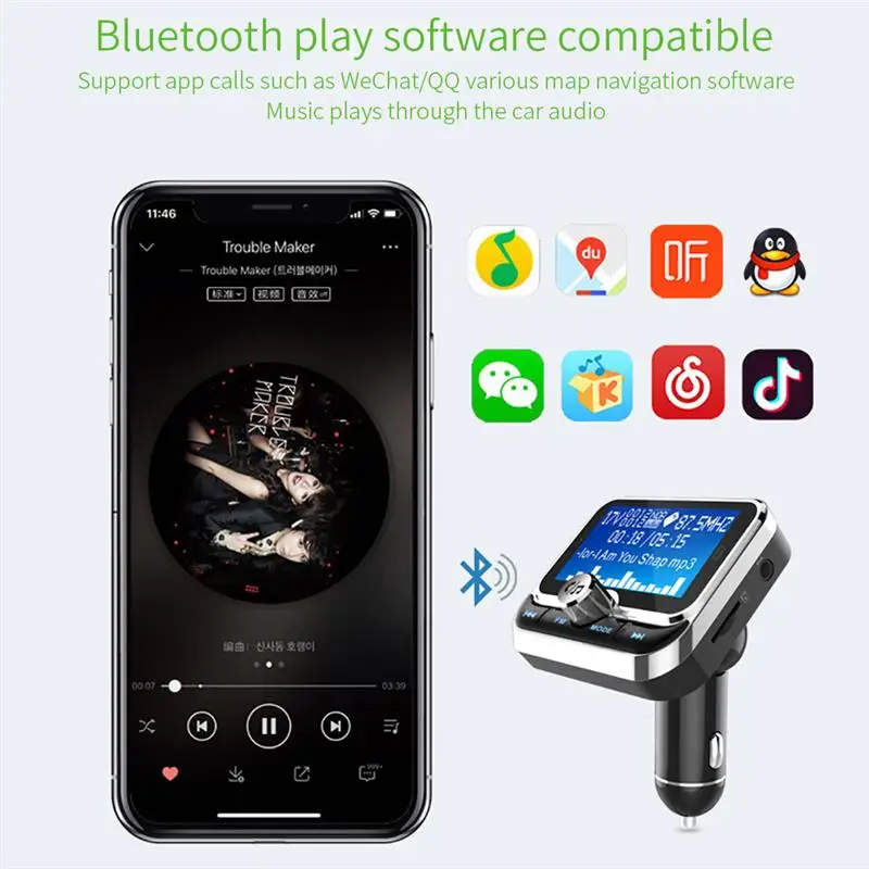 Mp3 плеер Onever с функцией громкой связи FM передатчик вращение на 90 градусов Bluetooth 4 1