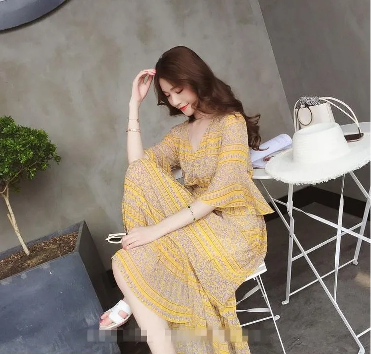 Платье для кормящих матерей в пляжном стиле Бохо 2021 шифоновое длинное платье с