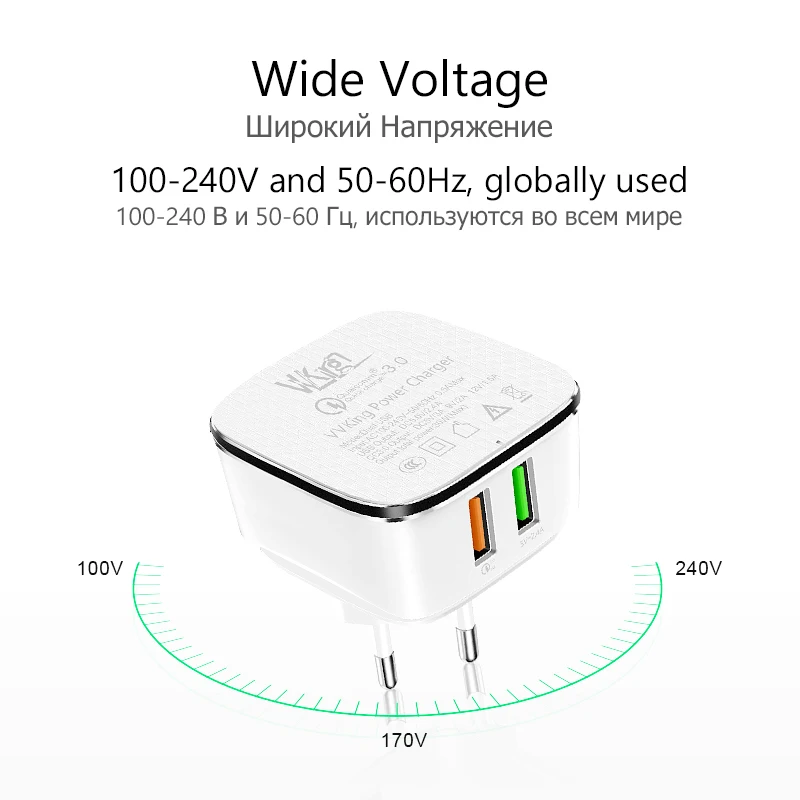 Зарядное устройство с двумя разъемами USB 3 0 штепсельная вилка стандарта США