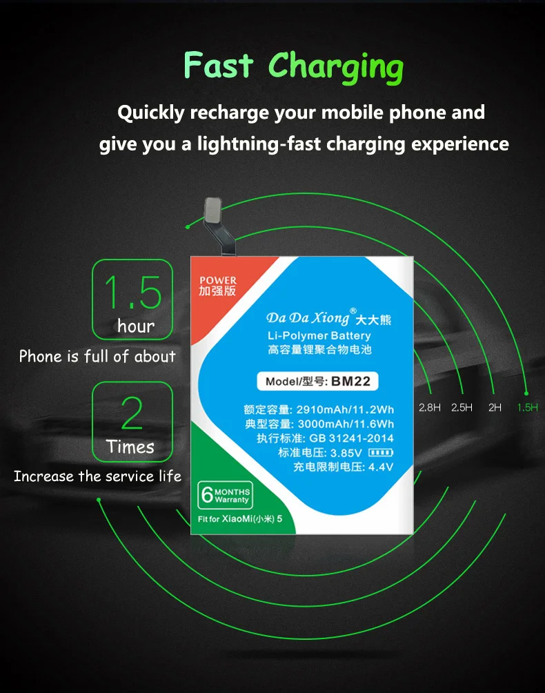 Оригинальный Da Xiong литий полимерный аккумулятор BM22 для Xiaomi Mi5/M5/MI 5/3000 мАч запасная