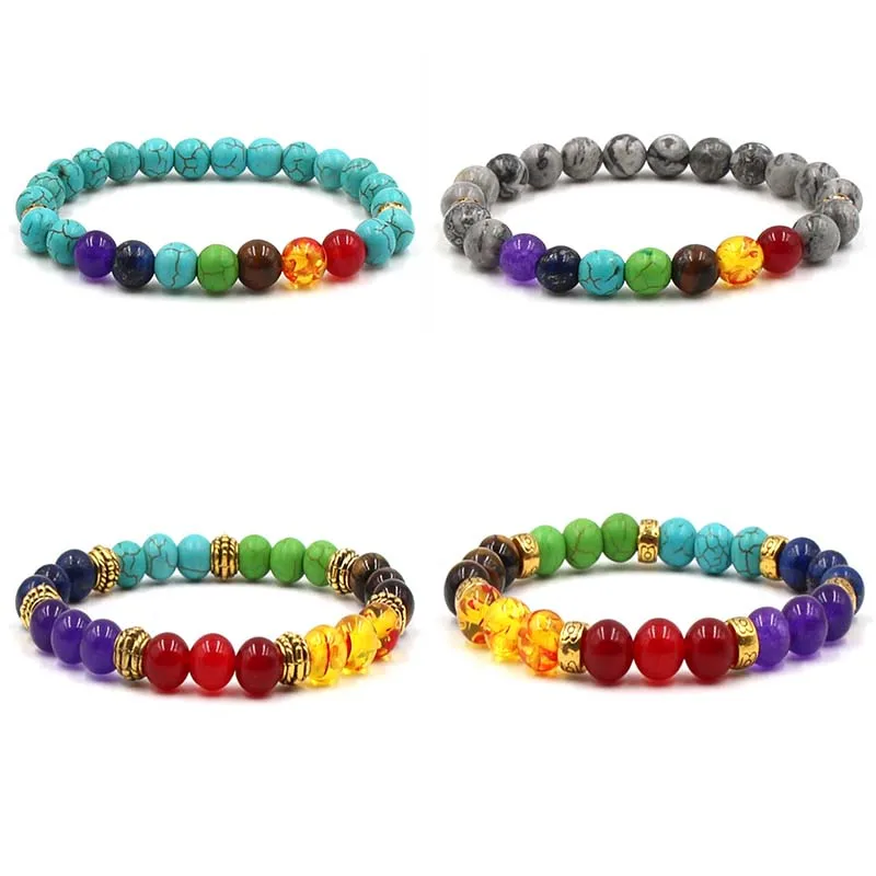Чакра натуральный 8 мм бусины из вулканического камня браслет для Для мужчин