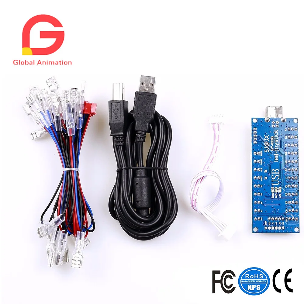 Аркада DIY части нулевой задержки USB энкодер + 8 полосный джойстик светодиодные