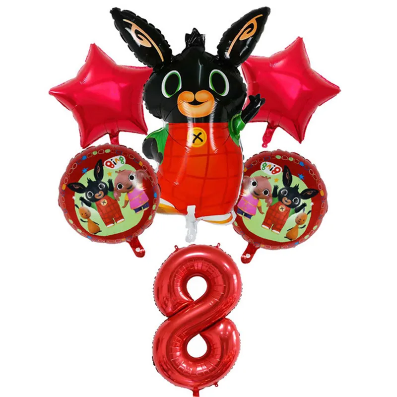 6 шт. Bing Bunny воздушные шары из фольги Мультяшные животные кролик шар 30 дюймов номер ребенок 1 9 день рождения Декор поставки игрушки