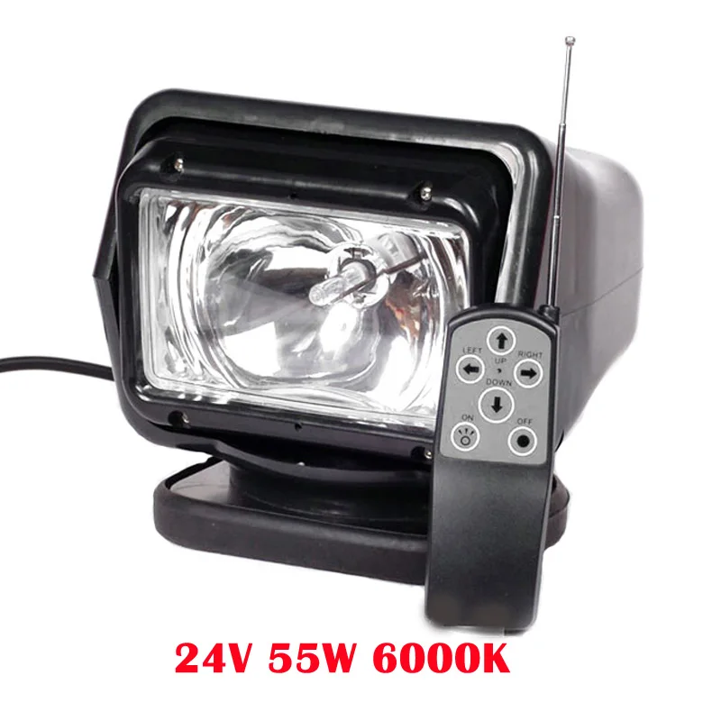 Black Shell 24V 55W AICARKAS 12 В 24 в 35 Вт 55 Вт 70 Вт HID Xenon поисковый свет беспроводной пульт дистанционного управления HID прожектор 6000K для внедорожника автомобиля лодки - Цвет: Black Shell 24V 55W