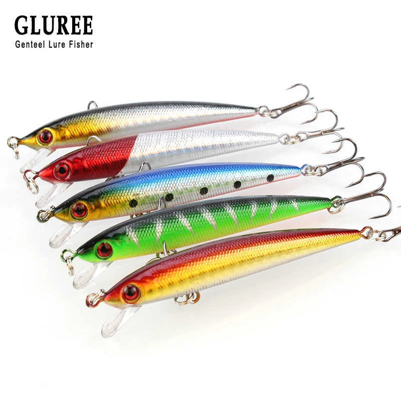 GLUREE 1 шт. Minnow приманки для ловли рыбы 9 см 6g приманка жесткая с тройным крючком