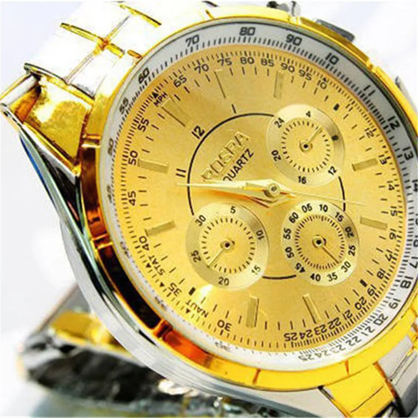 1 шт. мужские часы из нержавеющей стали 2019 простые накладные с тремя глазами шкала