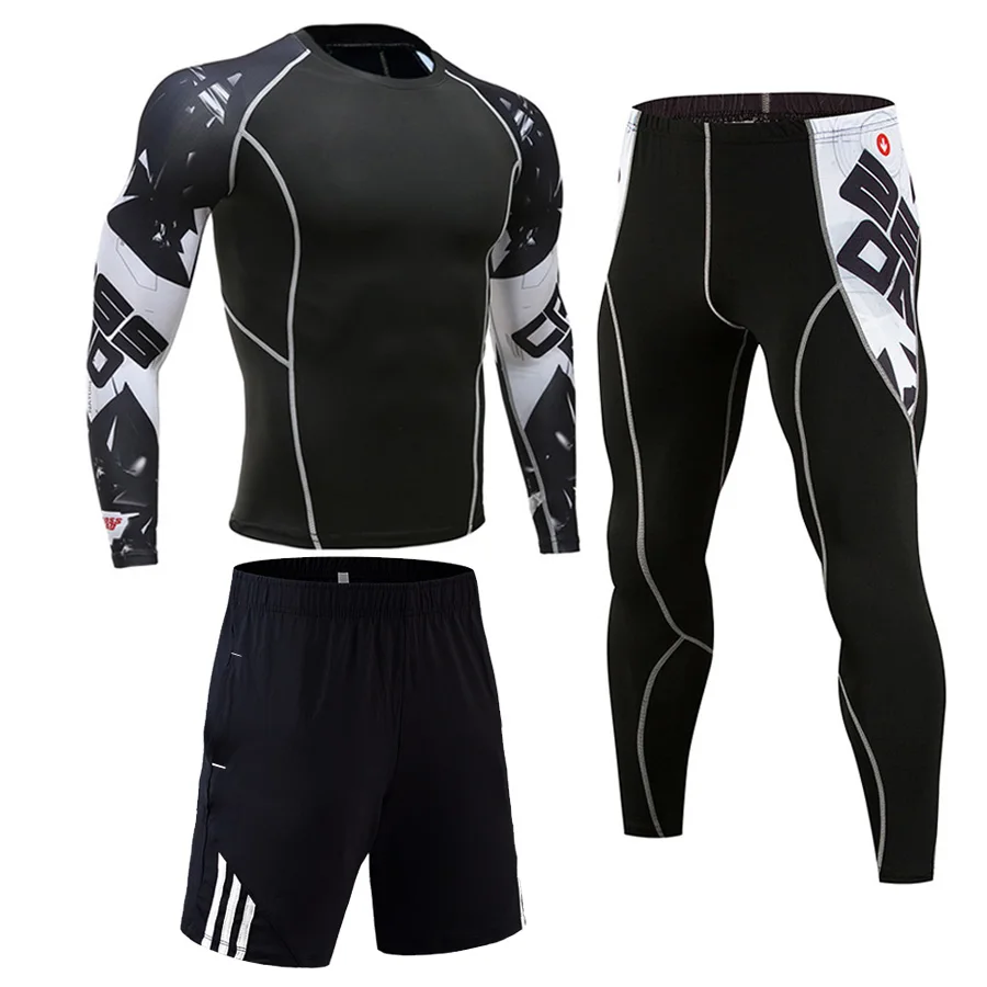 

New Men's Jogging Suit Running Compression Skin Training Tights MMA Fight Training Shirt Leggings Shorts 2-3 pieces Sports Suit