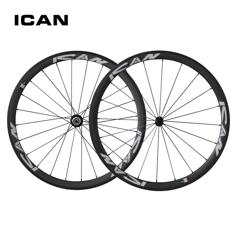 

ICAN Road Bike Wheels Carbon Bicycle Wheelset 38mm Clincher 23mm Width Powerway R13 R36 With Sapim CX-Ray Spokes 38C