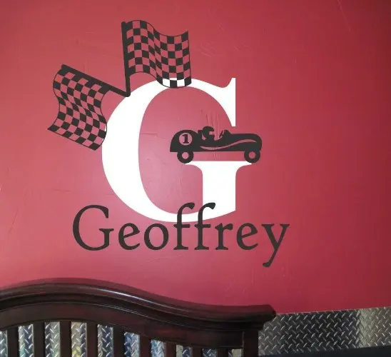 Гоночный автомобиль игра на заказ название для мальчиков с двумя флажками крутая