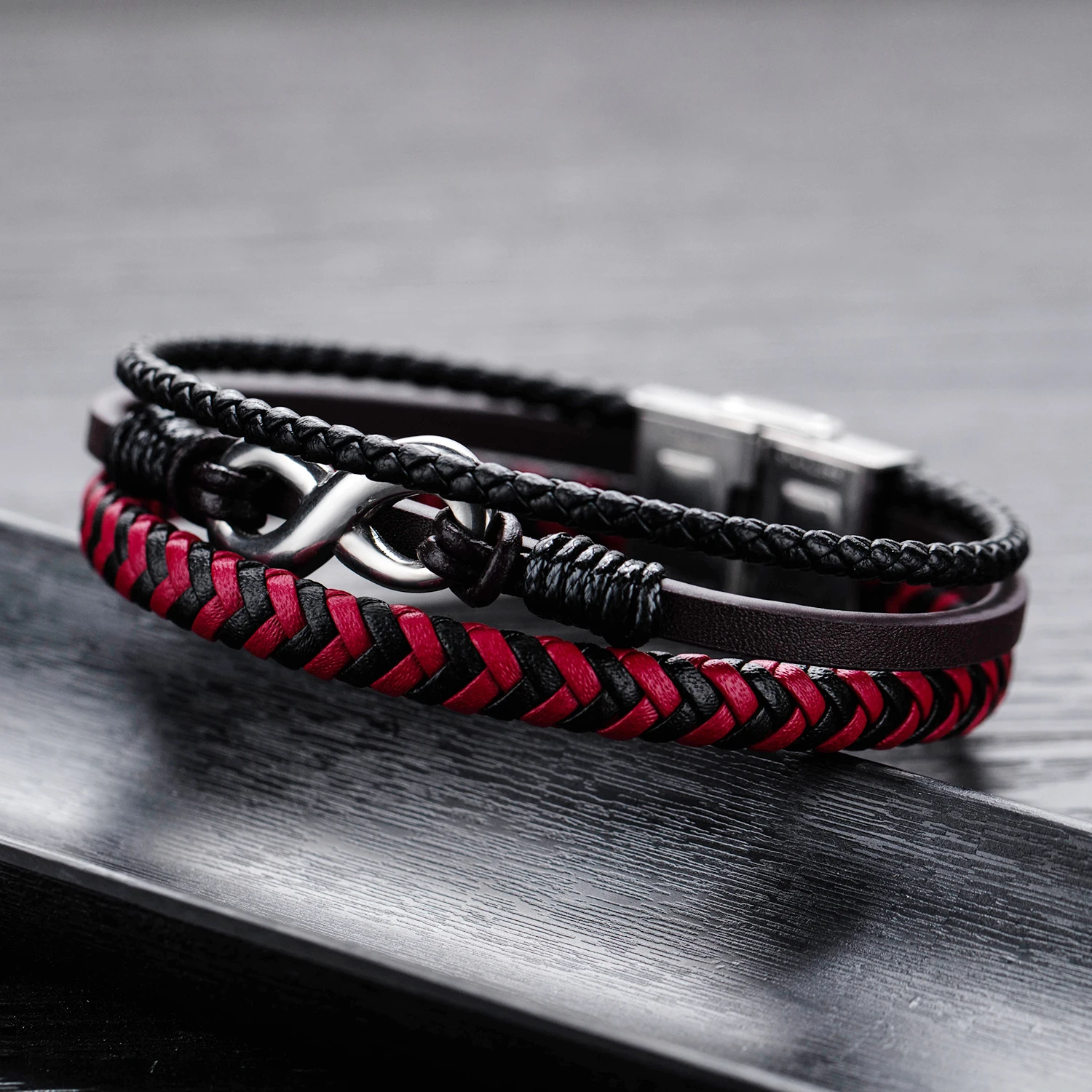 High Quality Stainless Infinity Men Bracelet PU Leather Black Hand Chain Friendship Brazelt Pulseira Masculina Dropshipping | Украшения и
