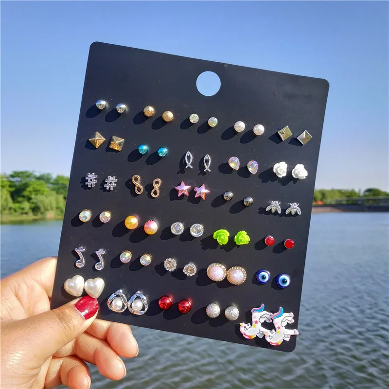 30 пар/лот модные серьги-гвоздики в виде единорога для девочек бесконечная рыба