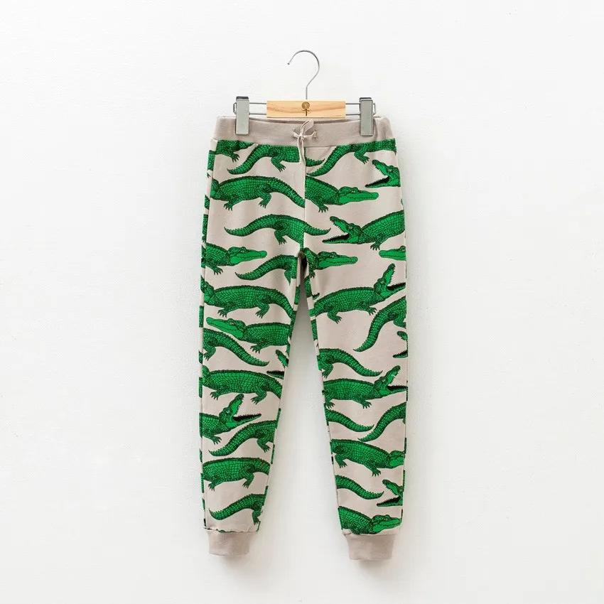 Брюки для мальчиков и девочек хлопковые штаны с принтом крокодиловый Тигр на