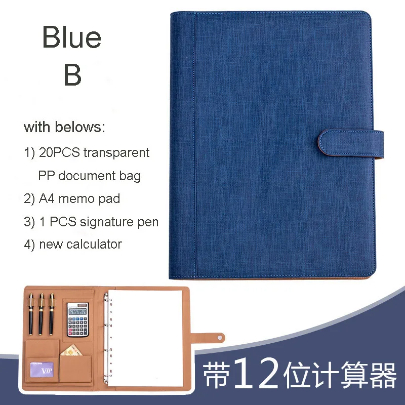 blue B А4 Бизнес Мужская папка А4 офисные папки для документов файл папка для бумаг для документов А4 с кольцом переплет 1163 - Цвет: blue B