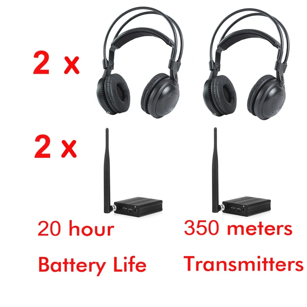 

2 Channel Ultra Low Bass 2pcs Classical Silent Disco Wireless Headphones- For DJ Music Pary Club Meeting