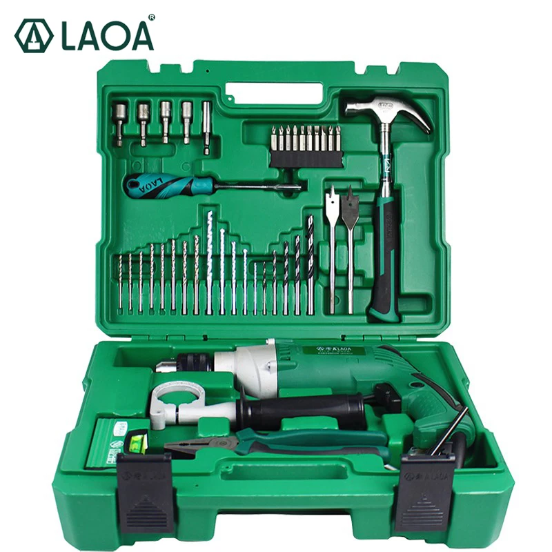 LAOA Multifunctinal 50PCS Electric Impact Drill Set of Tools Power Tools With Percussion drills Screwdriver Pliers for household