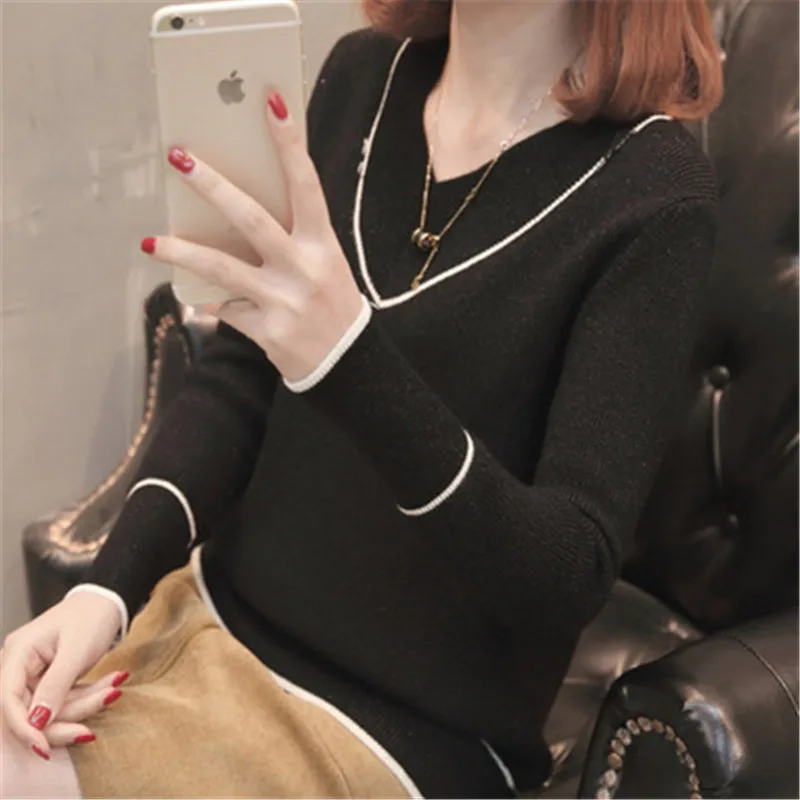 Warm Sweater Women Soft Pullovers 2019 Fashion New Autumn Winter Loose Tops V-neck Long-sleeve Knitted Coat Plus size 3X | Женская