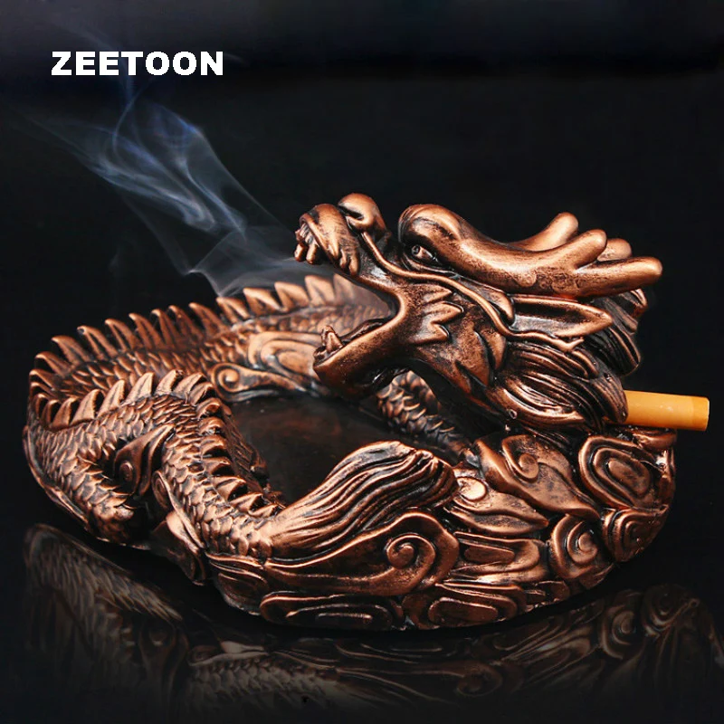 

Ashtray Creative Living Room Home Accessories Imitation Copper New Decorative Original Wolong Ashtray Resin Dragon Decoration