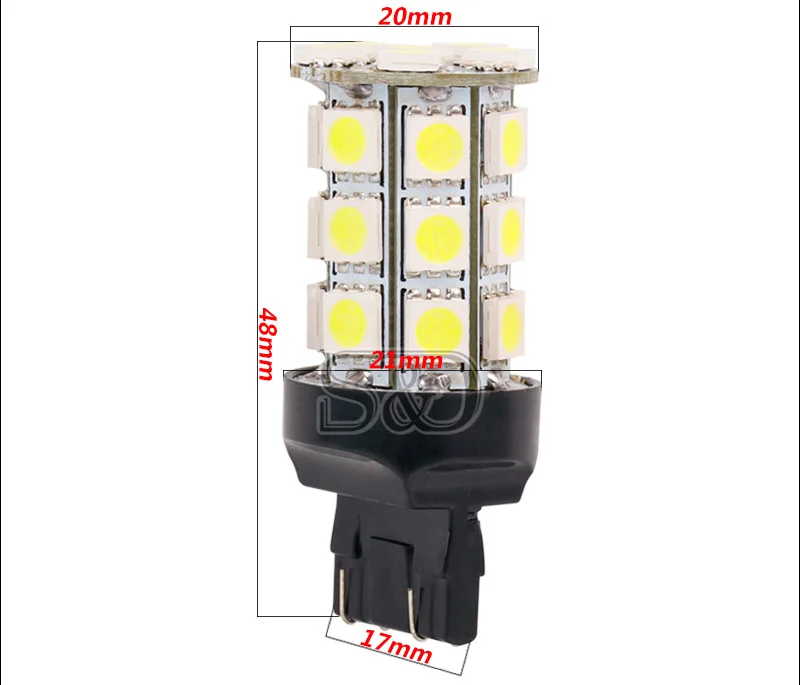 2 шт. T20 7443 W21/5 Вт светодиодный 27 SMD 5050 автомобильный тормоз обратный стояночный