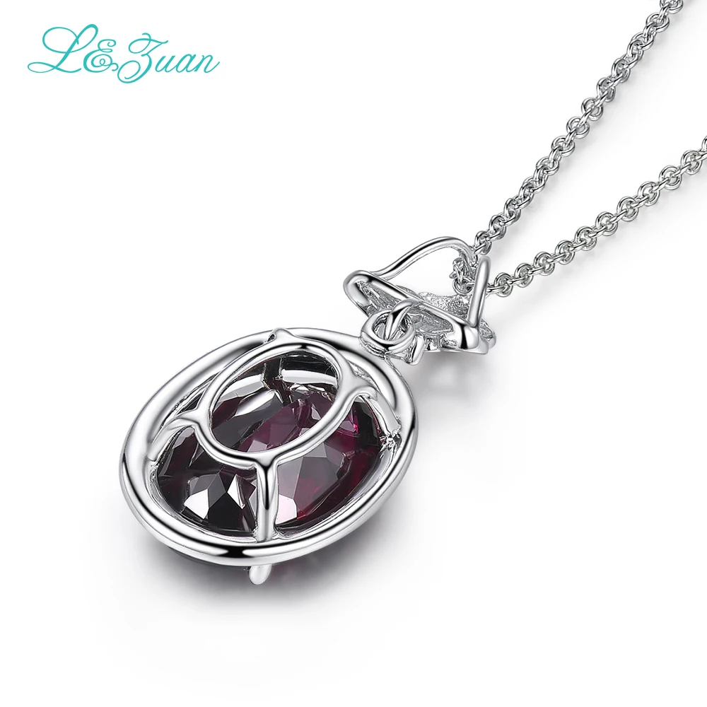 L &amp zuan натуральный 8.35ct гранатовый розовый фиолетовый камень S925 Серебряное