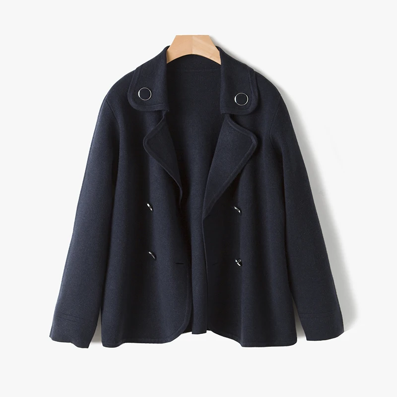 Для женщин французский стиль Navy Blazer с двойной груди и кнопки подробно 2017 на