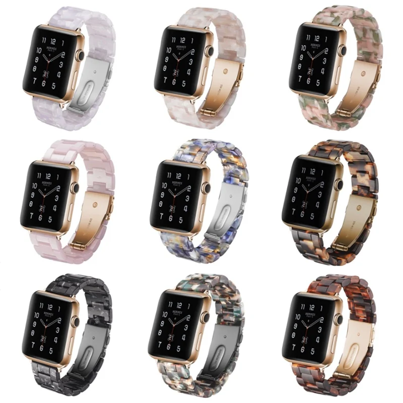 Розовый ремешок из смолы для Apple Watch модный i 40 мм 44 38 42 аксессуары смарт
