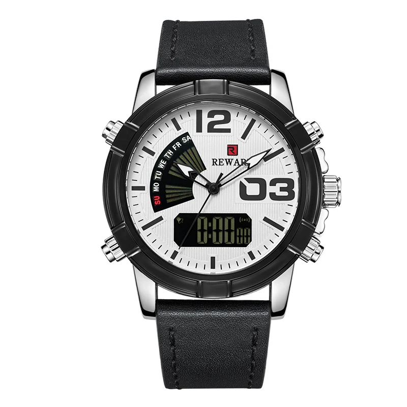 Роскошные мужские модные спортивные часы с двойным дисплеем водонепроницаемые