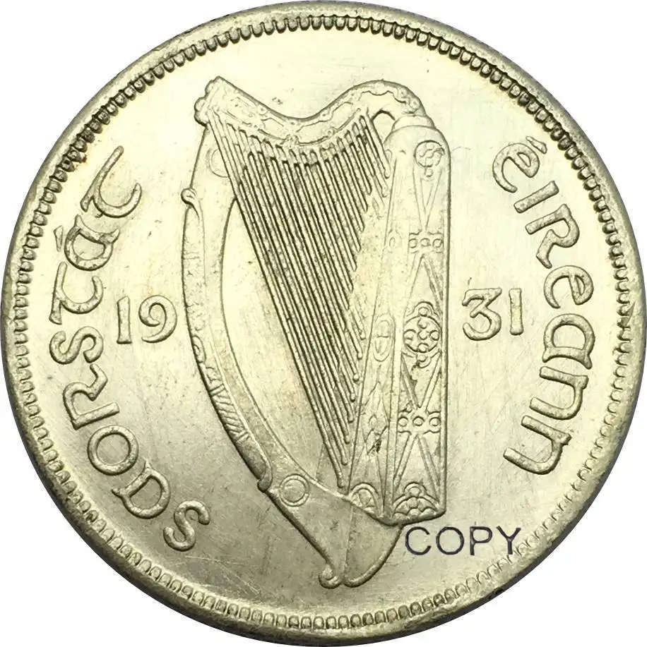 

Ireland Coins 1931 Saorstat Eireann Horse Value Percy Metcalfe 1/2 Crown Brass Silver Plated Copy Coin Choose Different Color